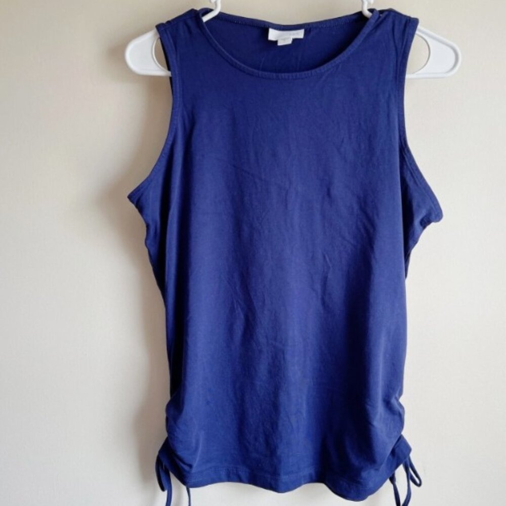 J Jill Blue Cotton Tank Top w/ Side Ties Size Small